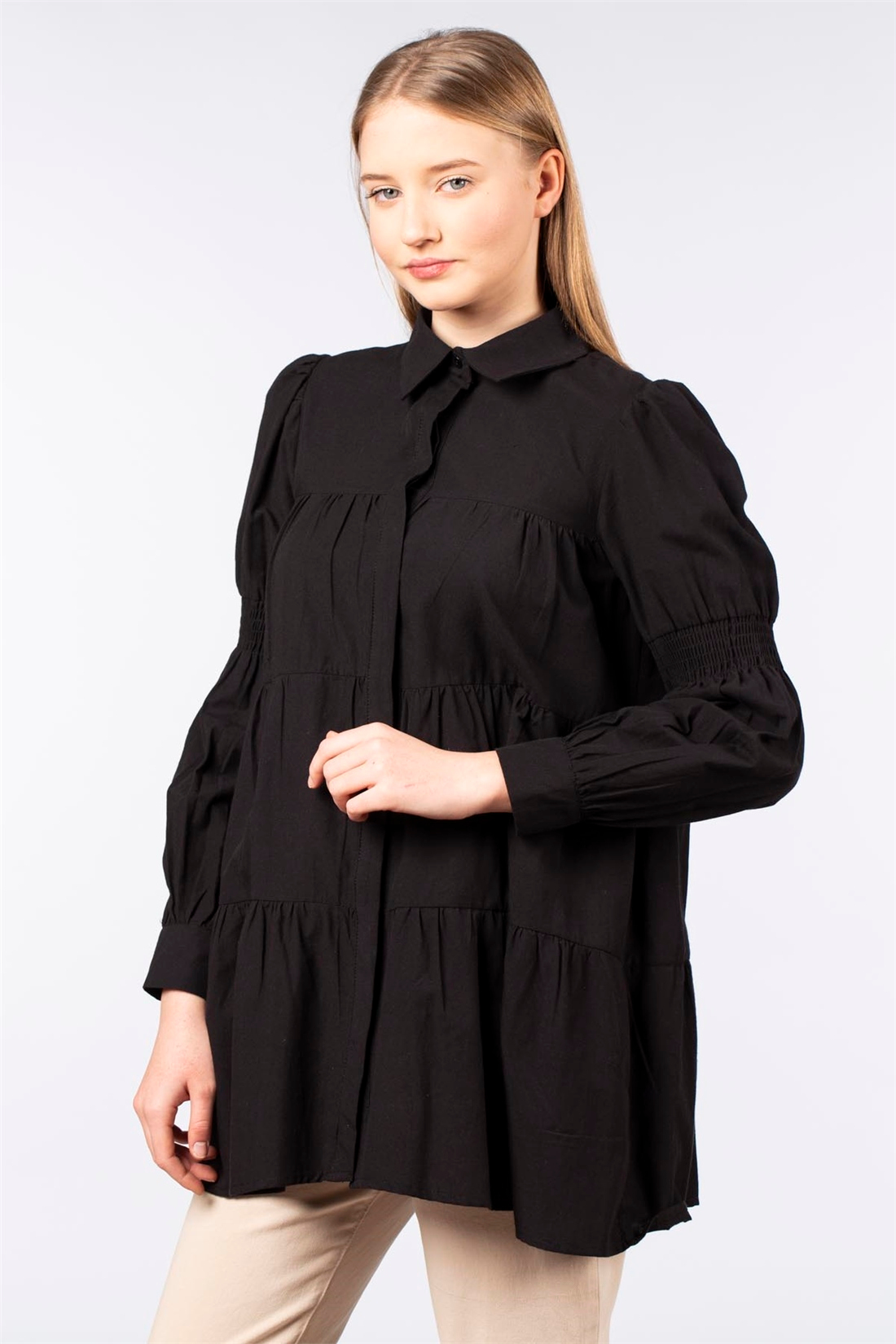 Katkat Tunik Gömlek-Siyah