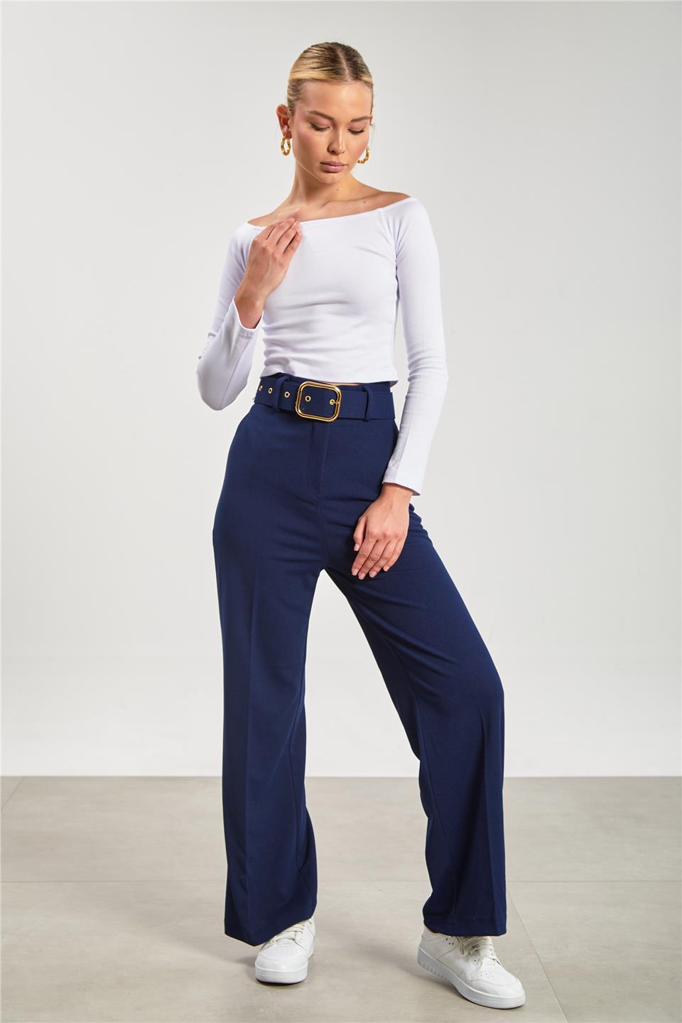 Kayık yaka uzun kol body-6523 Beyaz