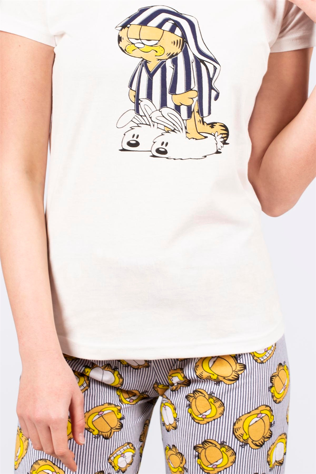 Kedi Baskılı Kısa Kollu Pijama Takımı-Lacivert