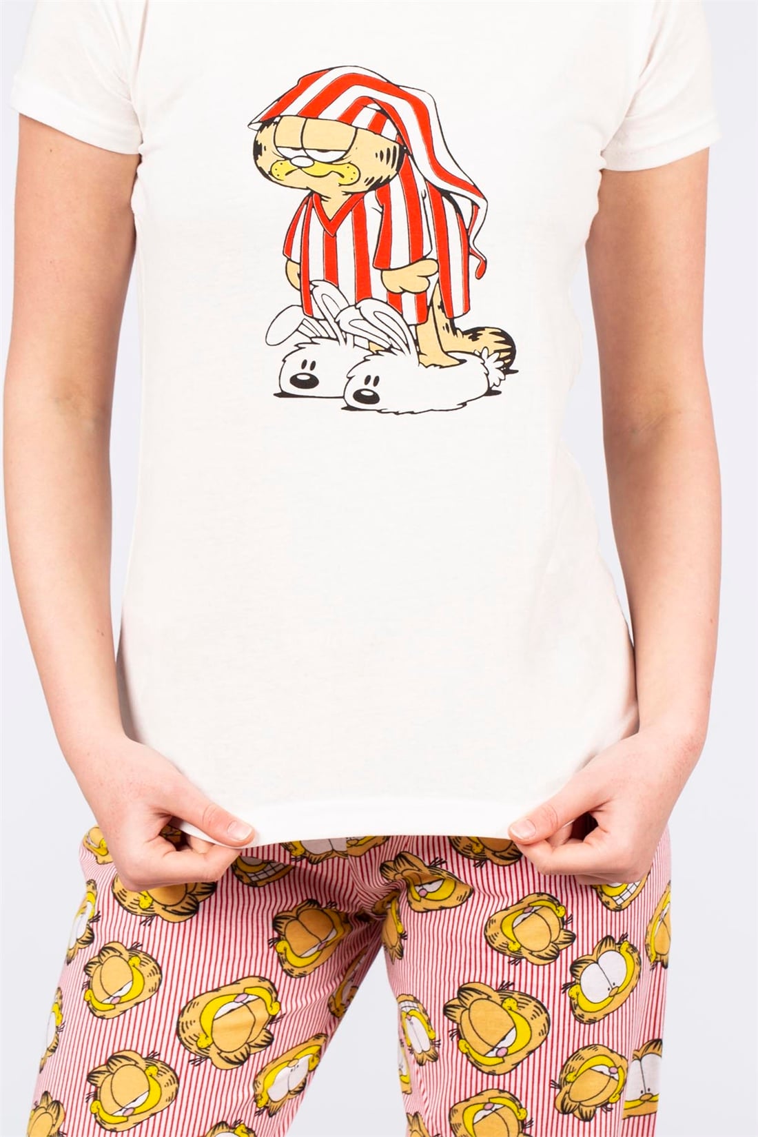 Kedi Baskılı Kısa Kollu Pijama Takımı-Kırmızı