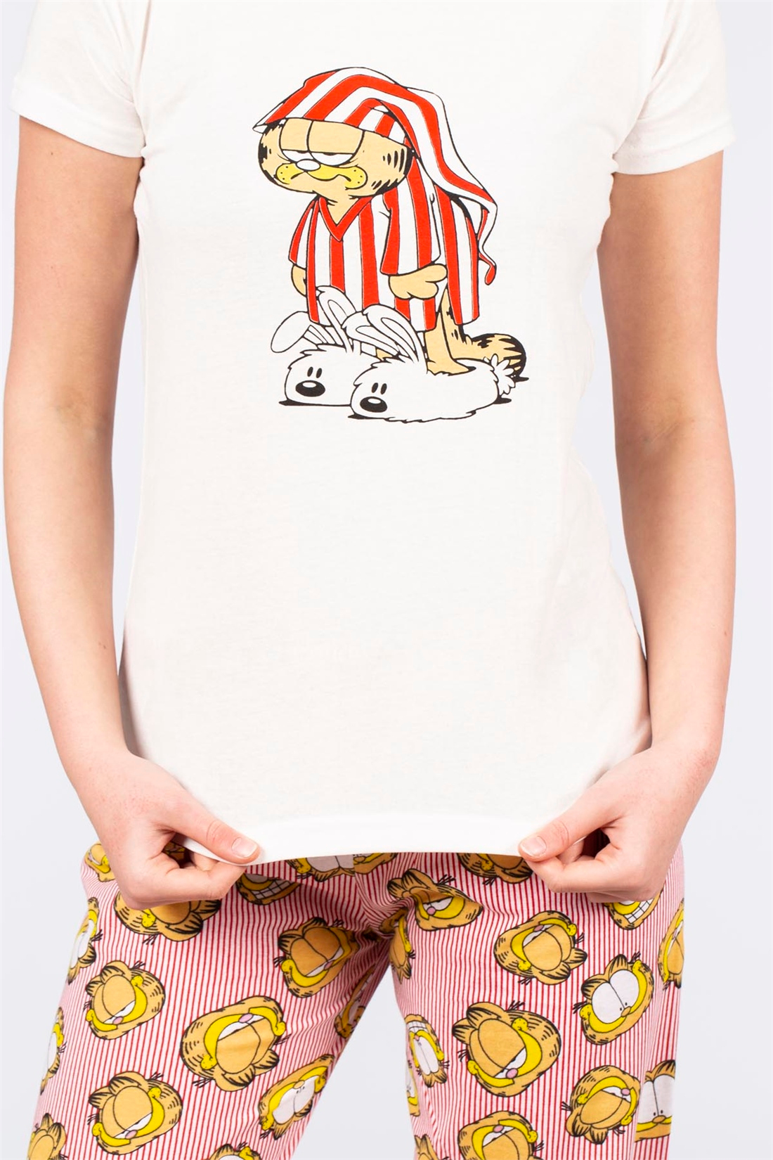 Kedi Baskılı Kısa Kollu Pijama Takımı-B.Kırmızı