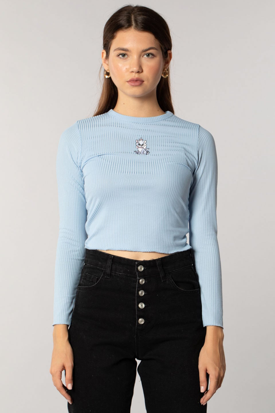 Kedi nakışlı body-7361 Mavi