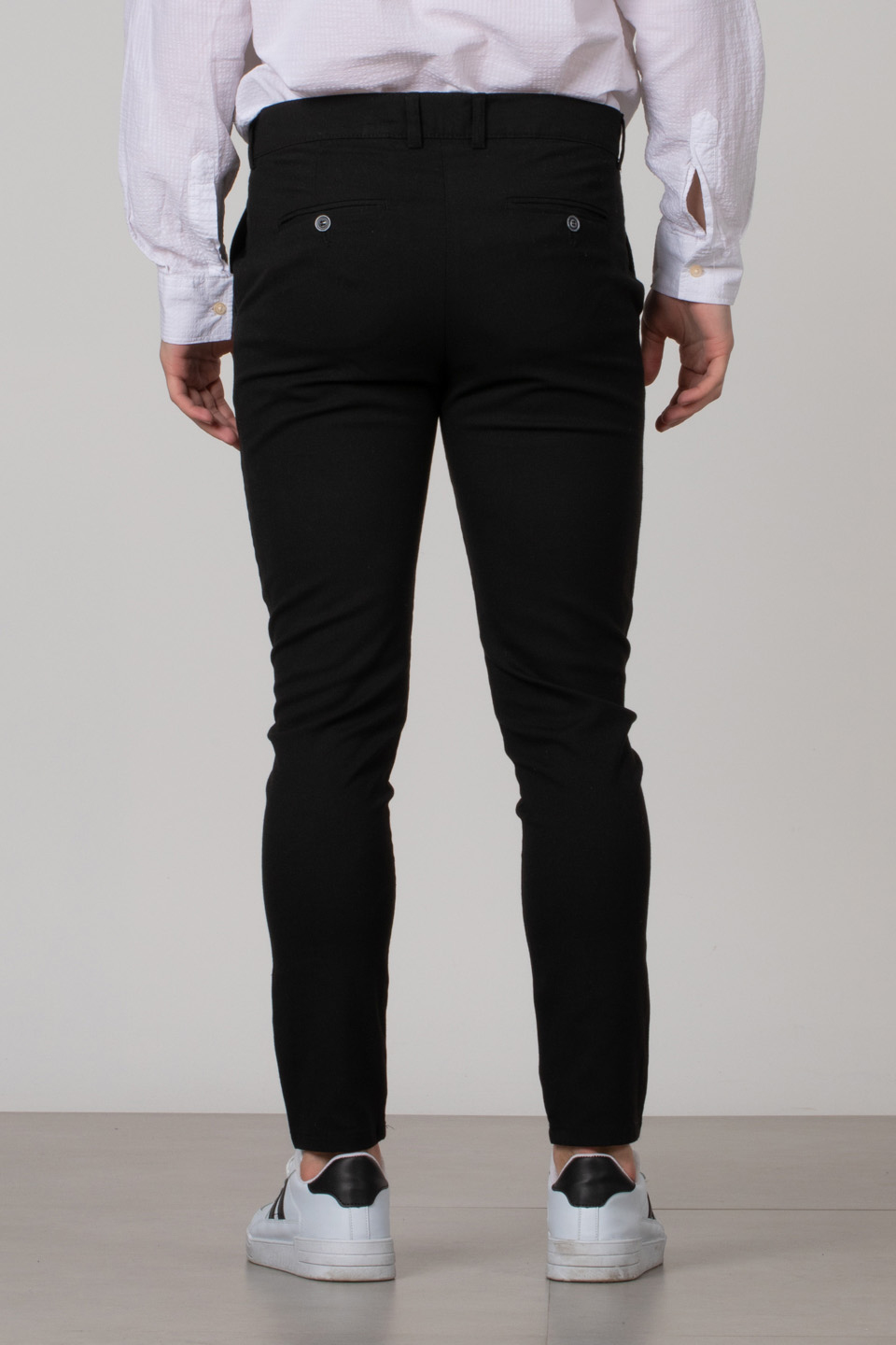Kemerli chino pantolon-1503 Siyah