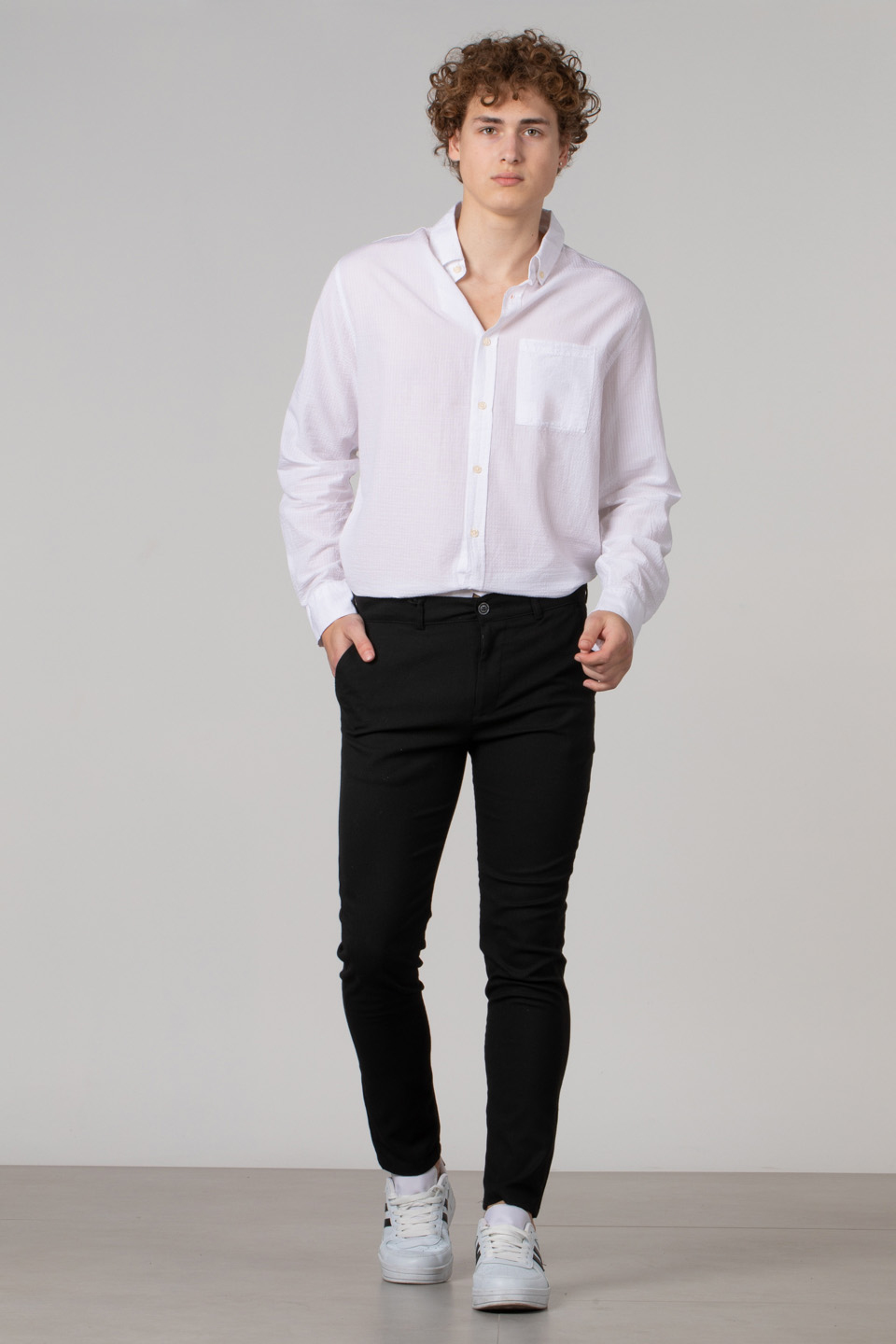 Kemerli chino pantolon-1503 Siyah