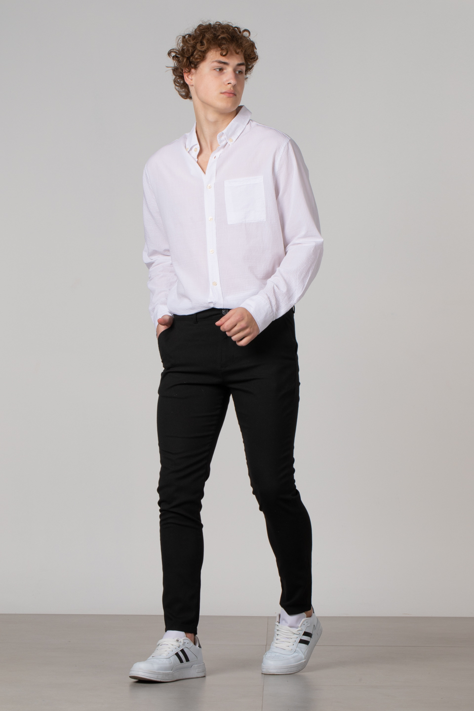 Kemerli chino pantolon-1503 Siyah