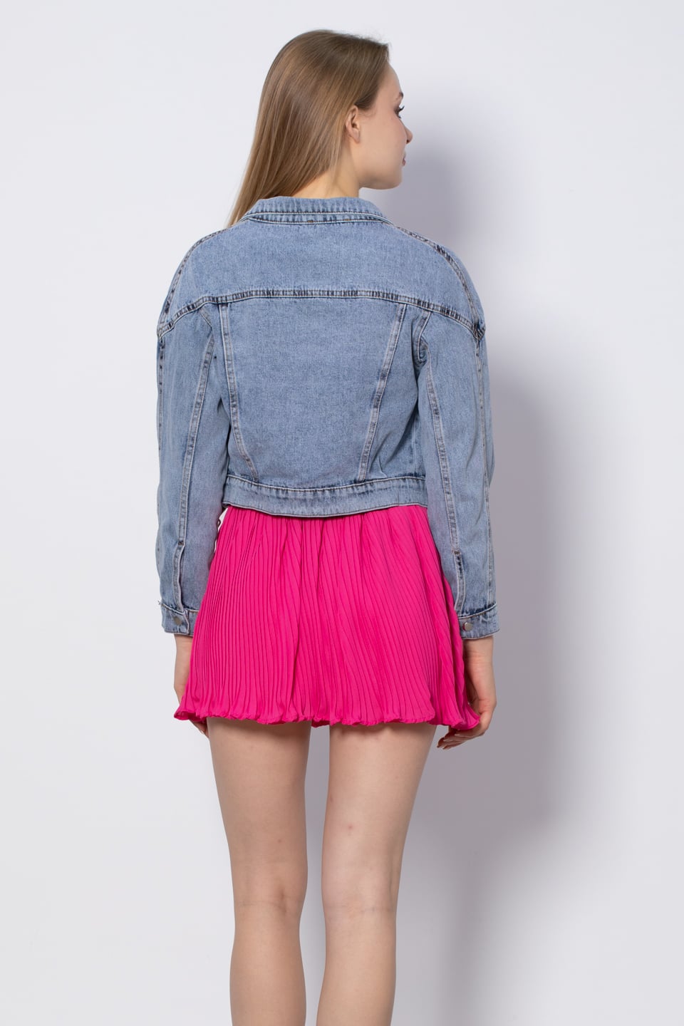 Kemerli Denim Ceket - Orta Mavi