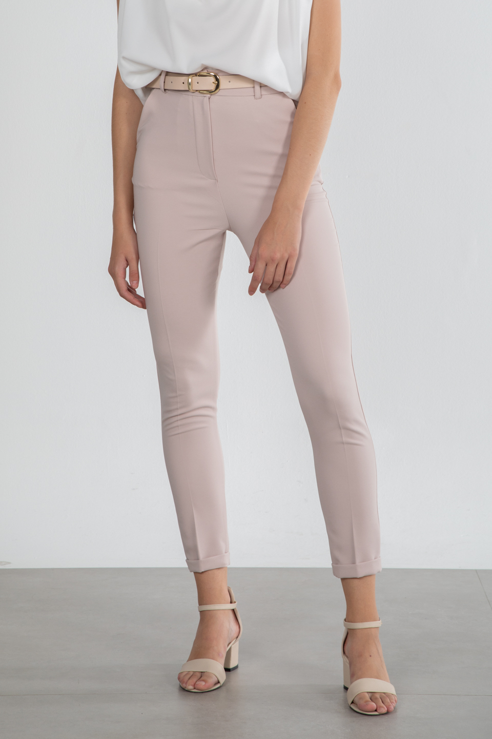 Kemerli double paça pantolon-1931 Taş