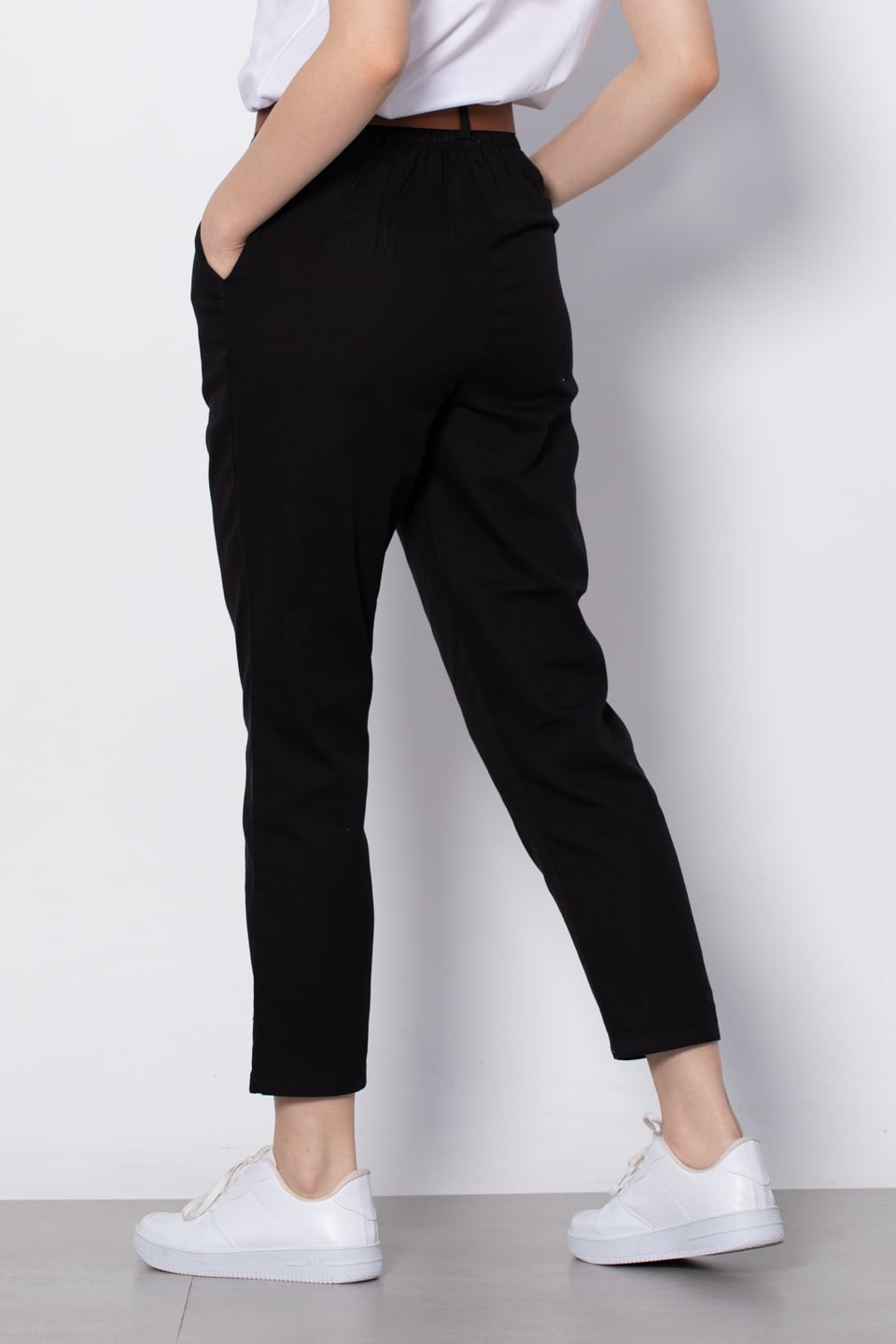 Kemerli Havuç Pantolon - Siyah