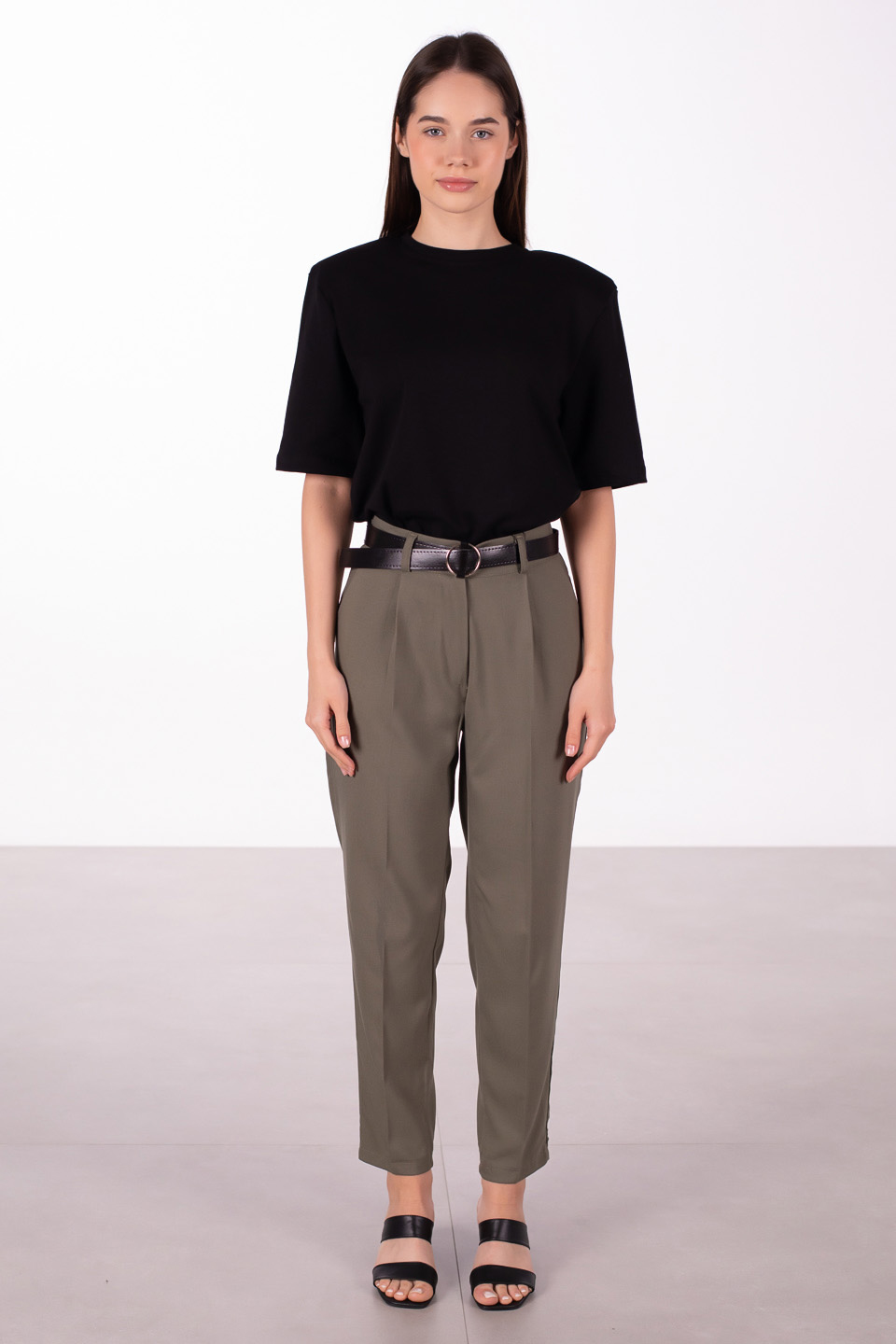 Kemerli pantolon-3965 Olive