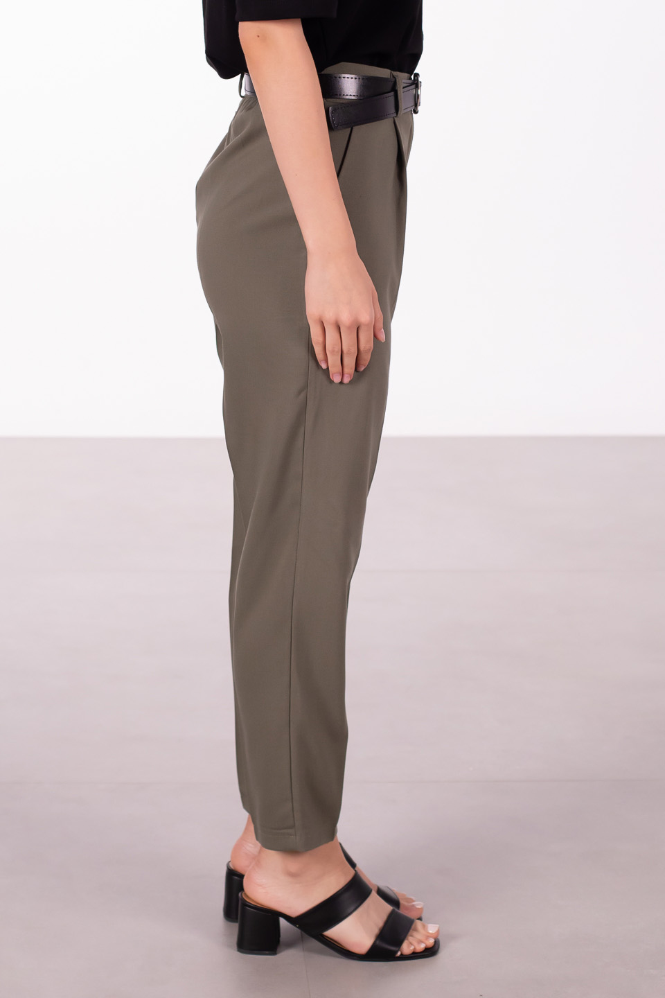 Kemerli pantolon-3965 Olive