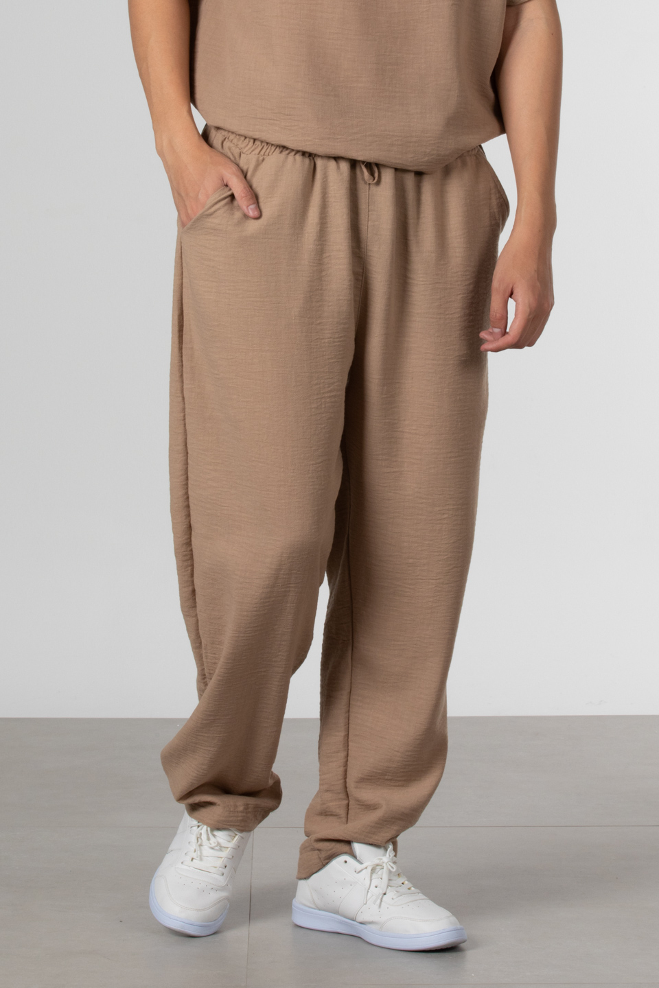 Keten diva pantolon-61-6774 Vizon