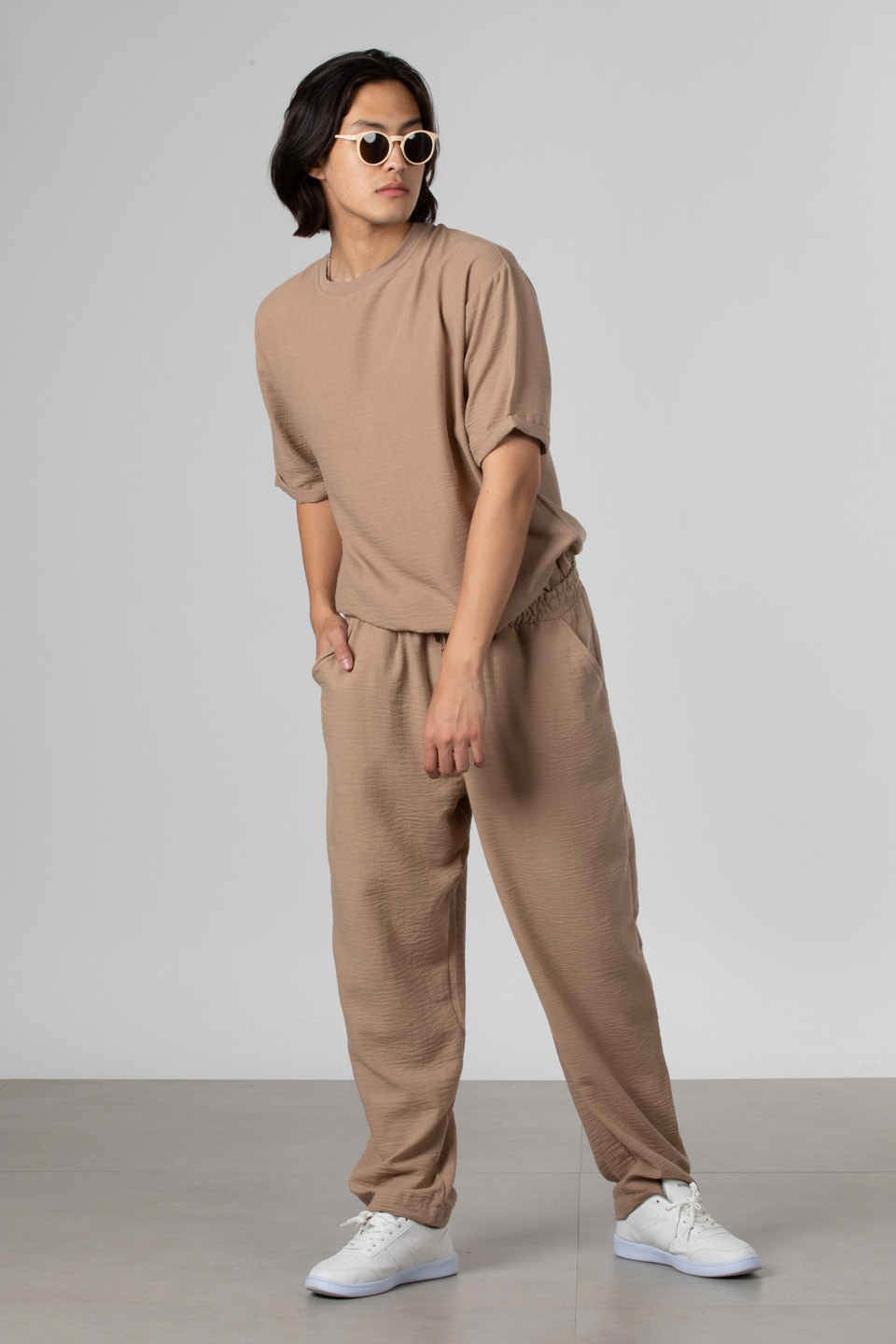 Keten diva pantolon-61-6774 Vizon