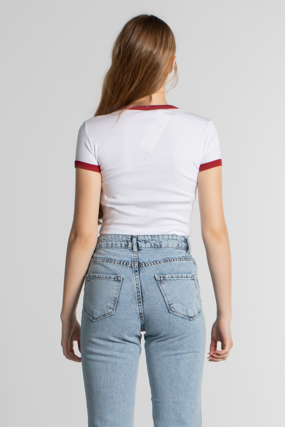 Kiraz baskılı crop body-4066 Beyaz