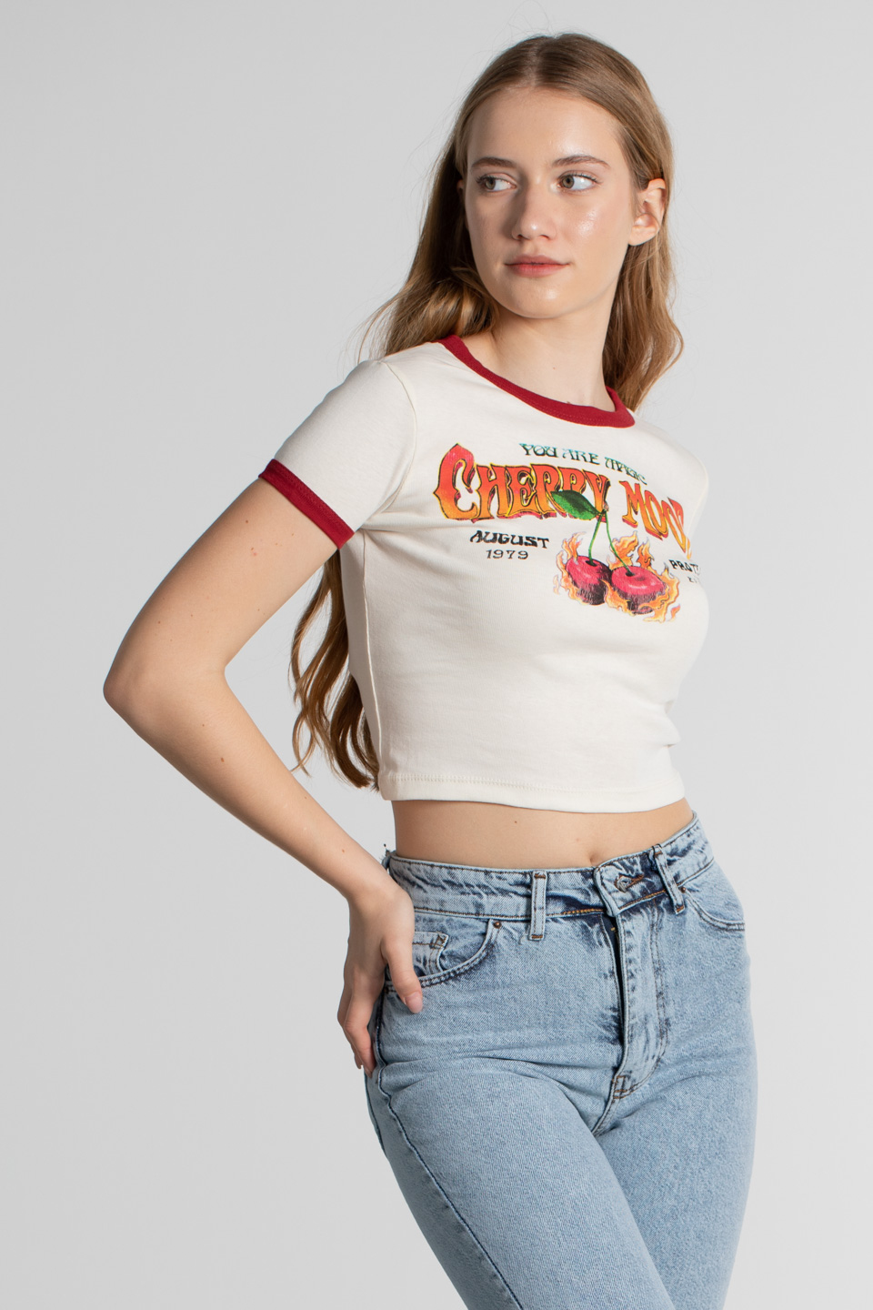 Kiraz baskılı crop body-4066 Taş