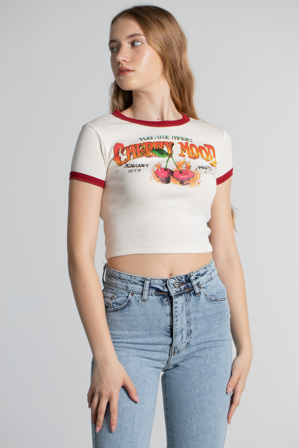 Kiraz baskılı crop body-4066 Taş