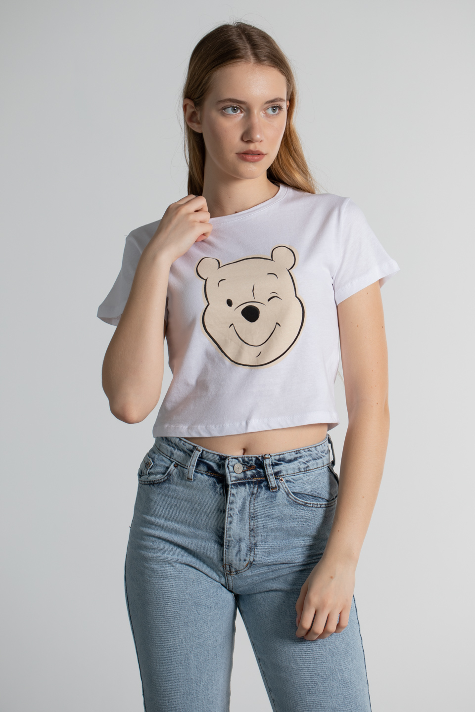Kısa kol baskılı t-shirt-2358 Beyaz