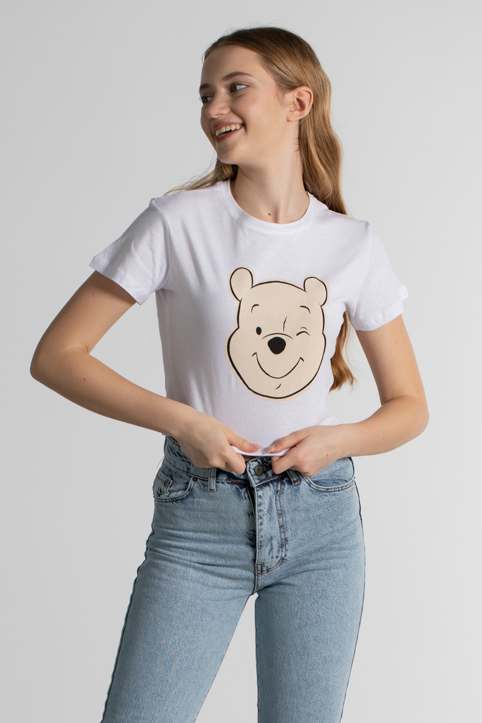 Kısa kol baskılı t-shirt-2358 Beyaz