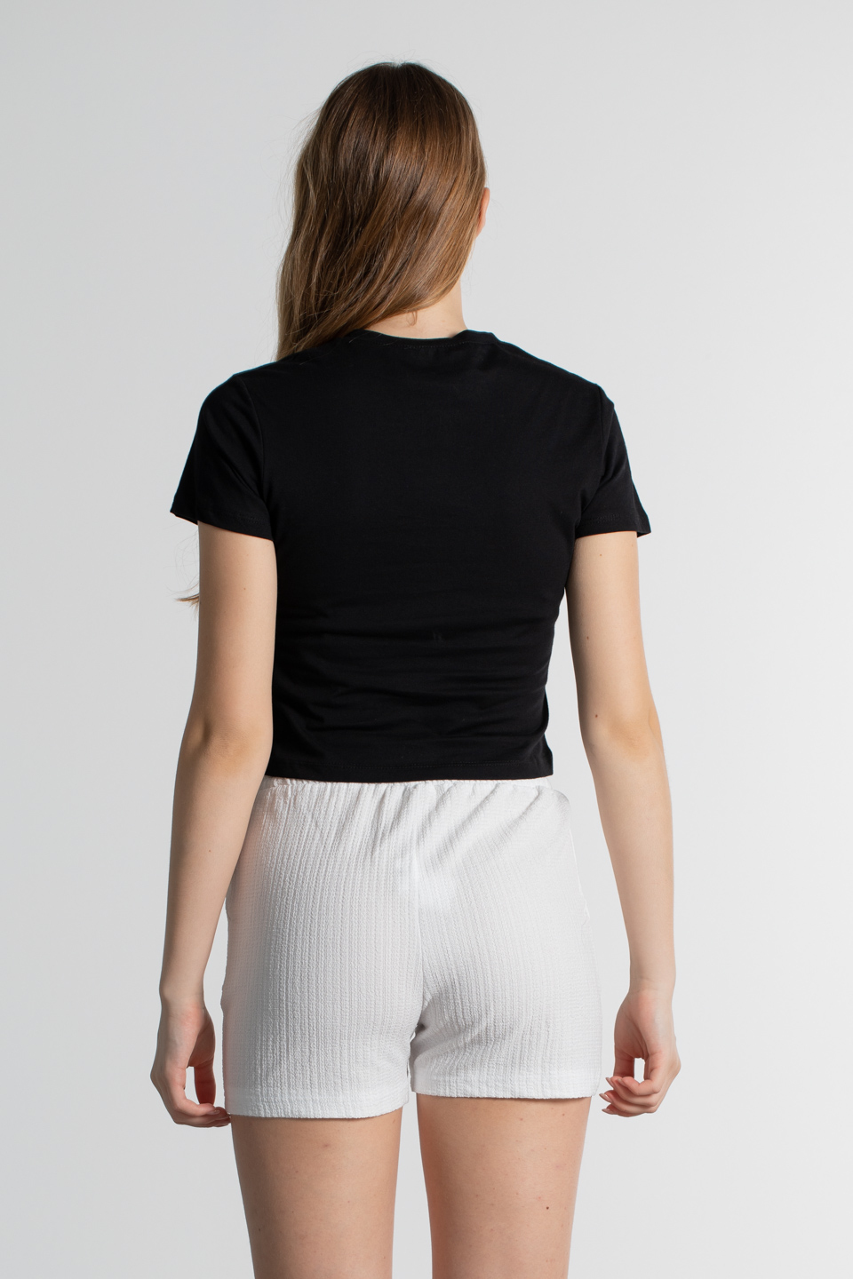Kısa kol baskılı t-shirt-2358 Siyah