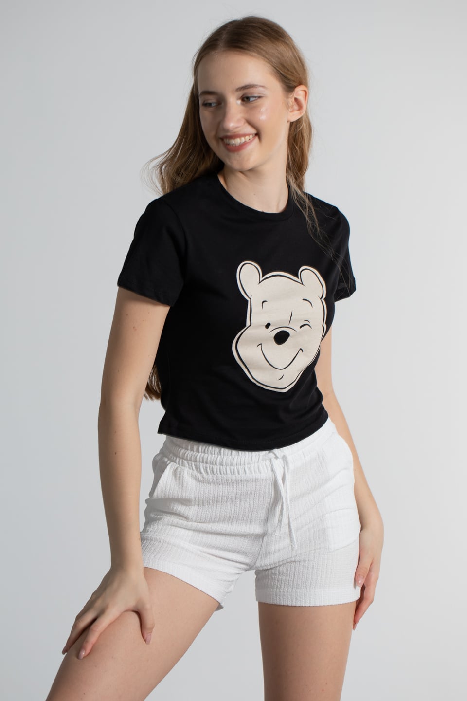 Kısa kol baskılı t-shirt-2358 Siyah