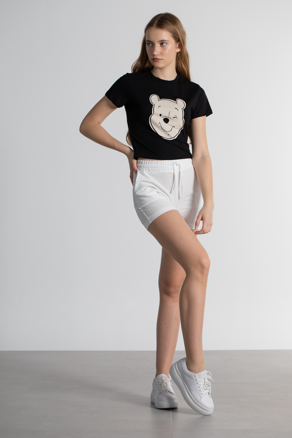 Kısa kol baskılı t-shirt-2358 Siyah