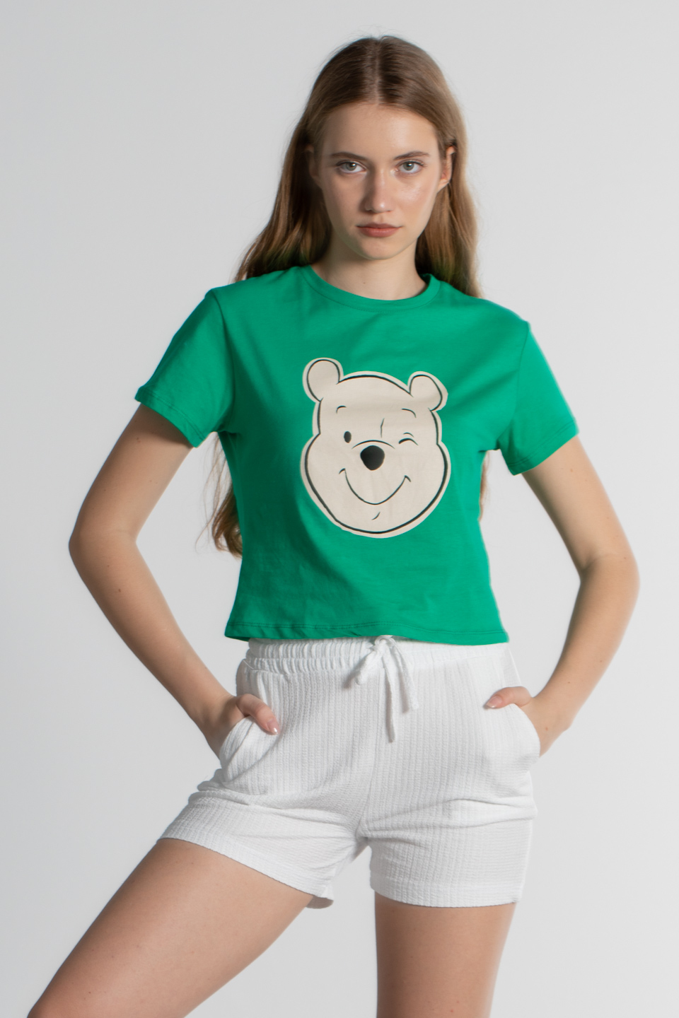 Kısa kol baskılı t-shirt-2358 Yeşil