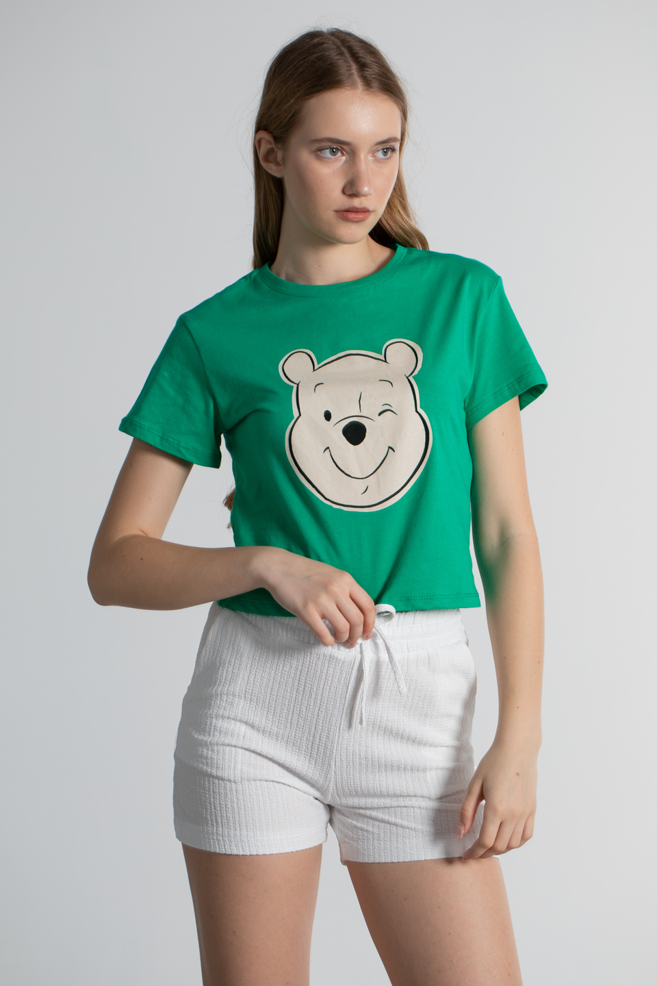 Kısa kol baskılı t-shirt-2358 Yeşil