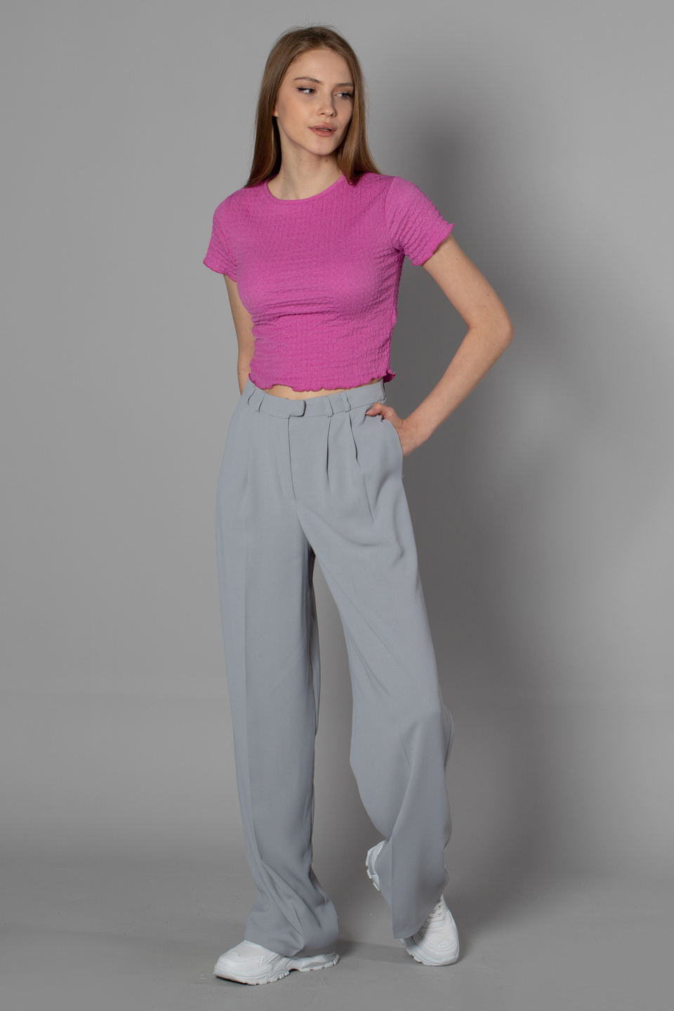 Kısa kol bluz-S0010221 A.Mor