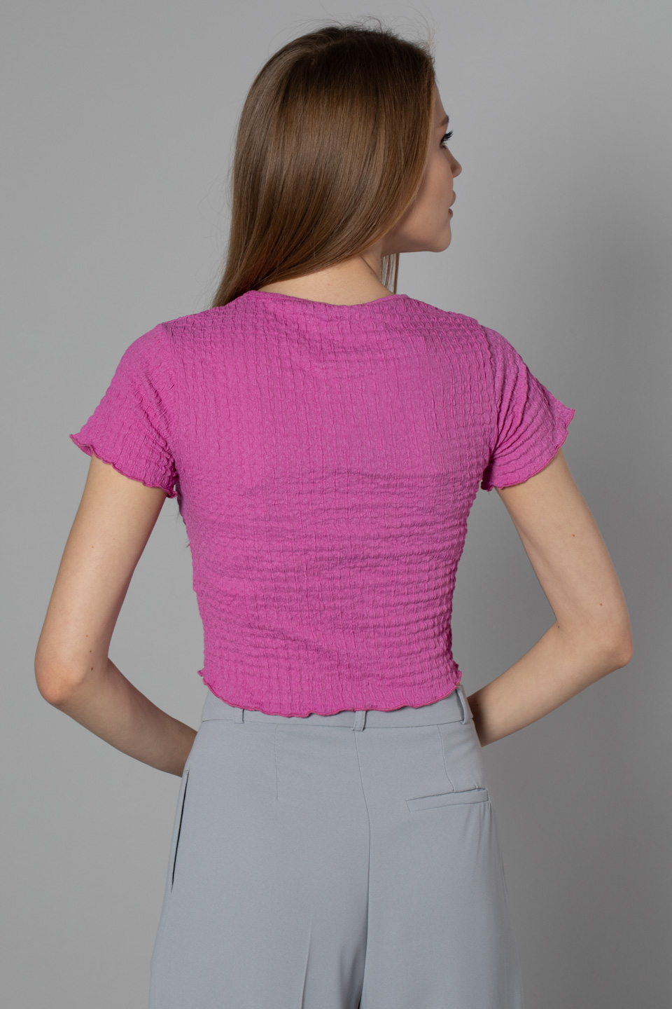 Kısa kol bluz-S0010221 A.Mor