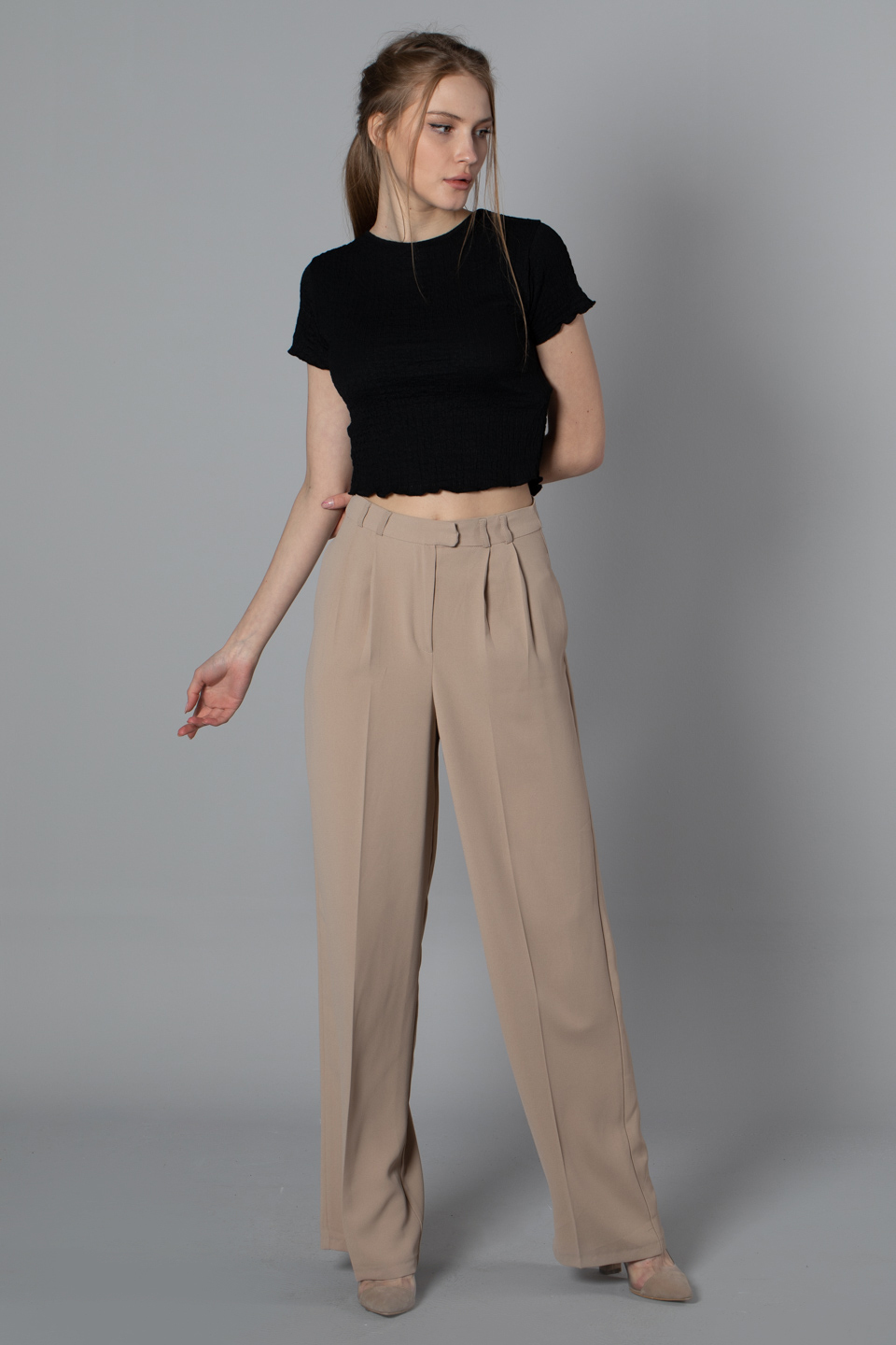 Kısa kol bluz-S0010221 Siyah