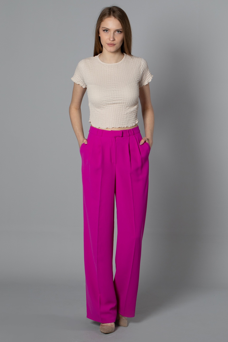 Kısa kol bluz-S0010221 Taş