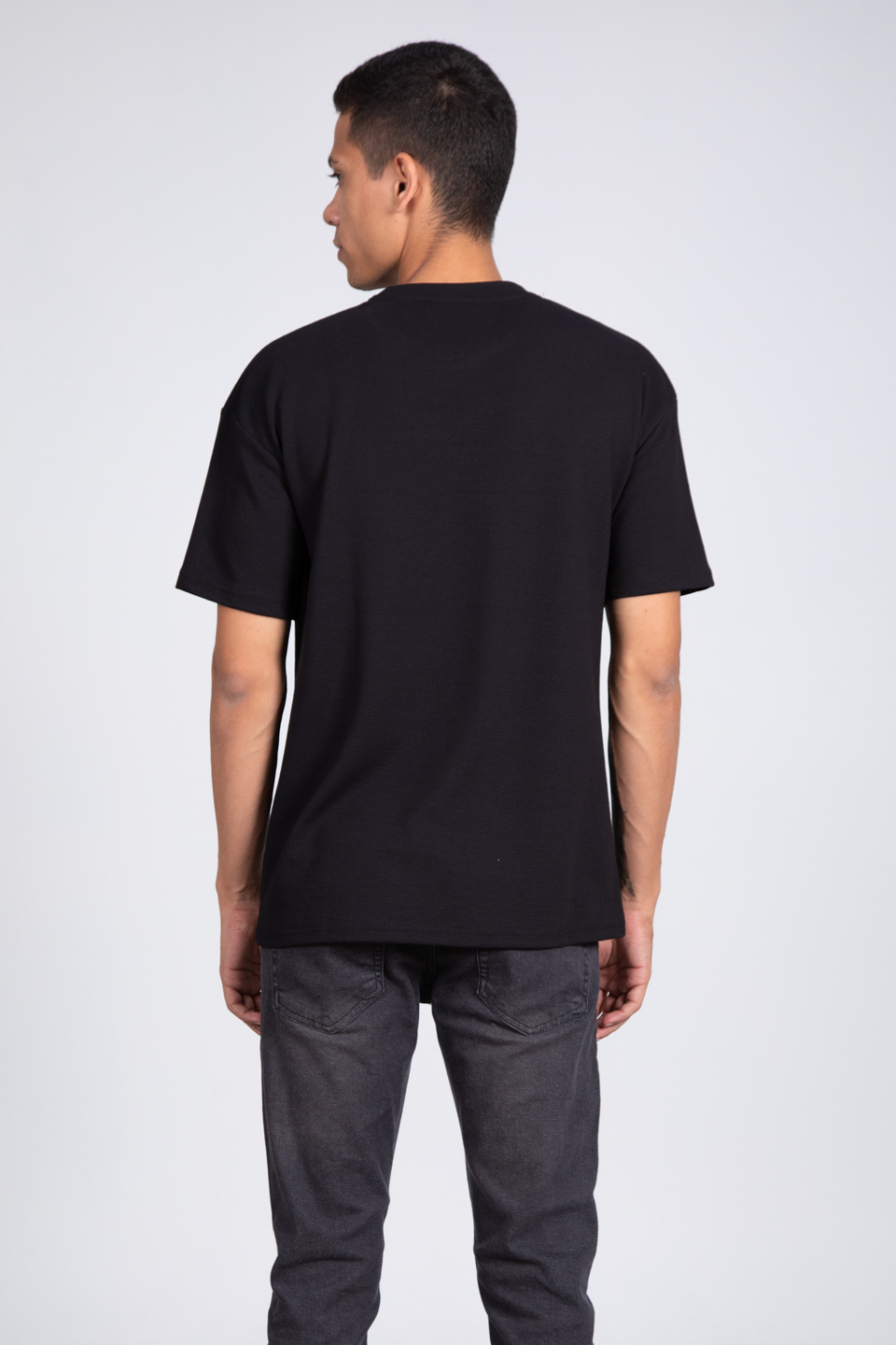Kısa kol oversize t-shirt-8046 Siyah