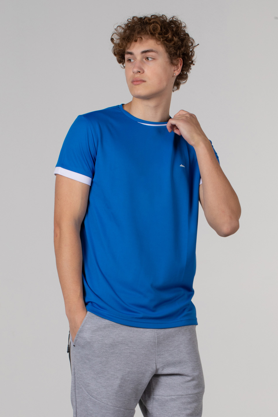 Kısa kollu sporcu t-shirt-RUUT Saks/Beyaz