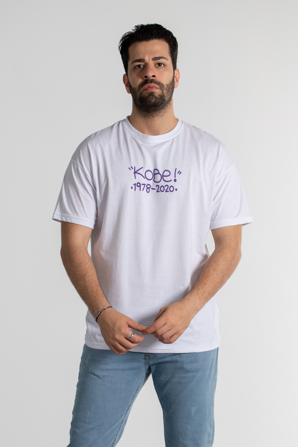 Kobe baskılı t-shirt-4054 Beyaz