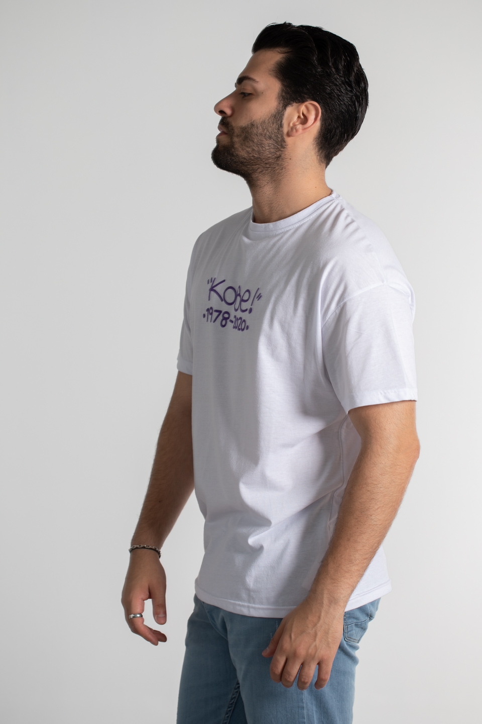 Kobe baskılı t-shirt-4054 Beyaz