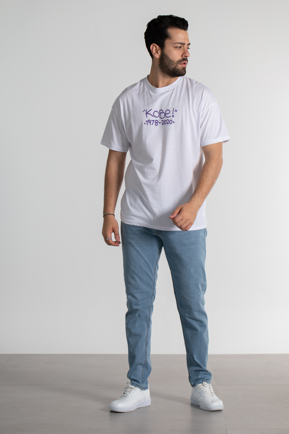 Kobe baskılı t-shirt-4054 Beyaz