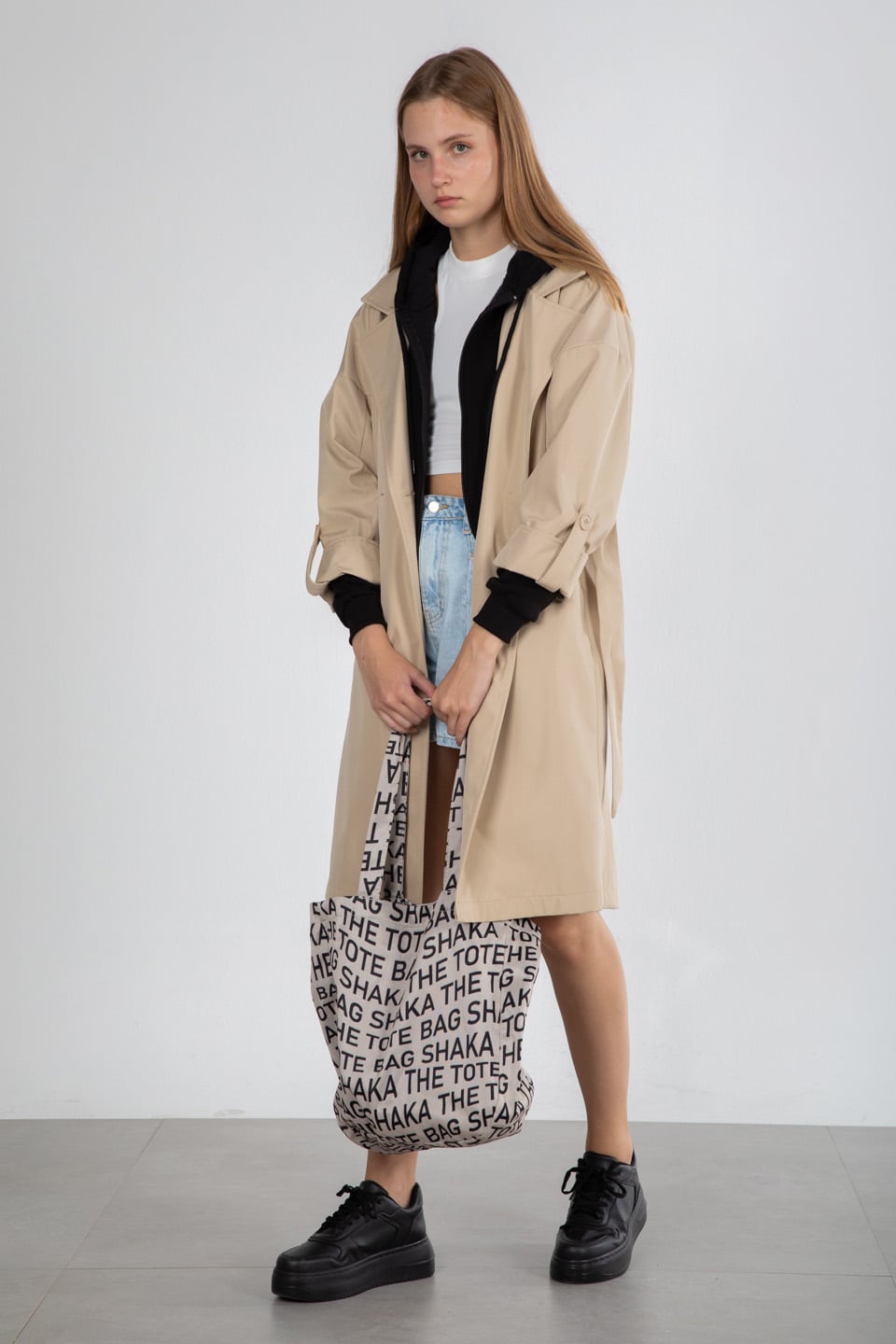 Kol Katlamalı Trenç - Taş