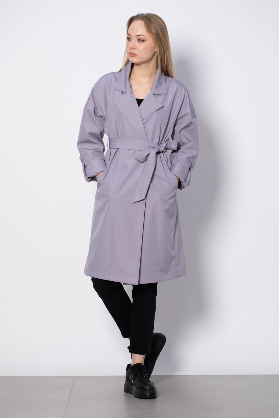 Kol katlamalı trench-9104 Gri