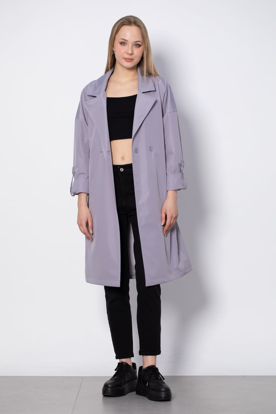 Kol katlamalı trench-9104 Gri