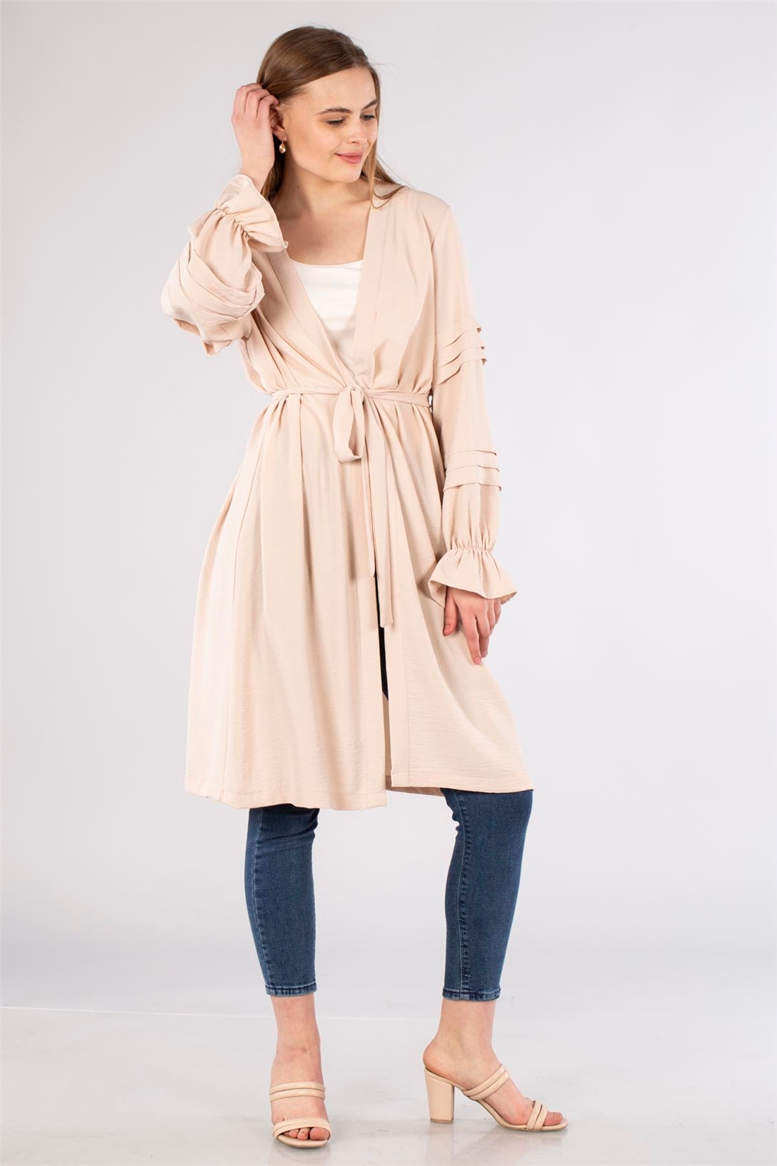 Kolları Detaylı Tunik Kap-Bej