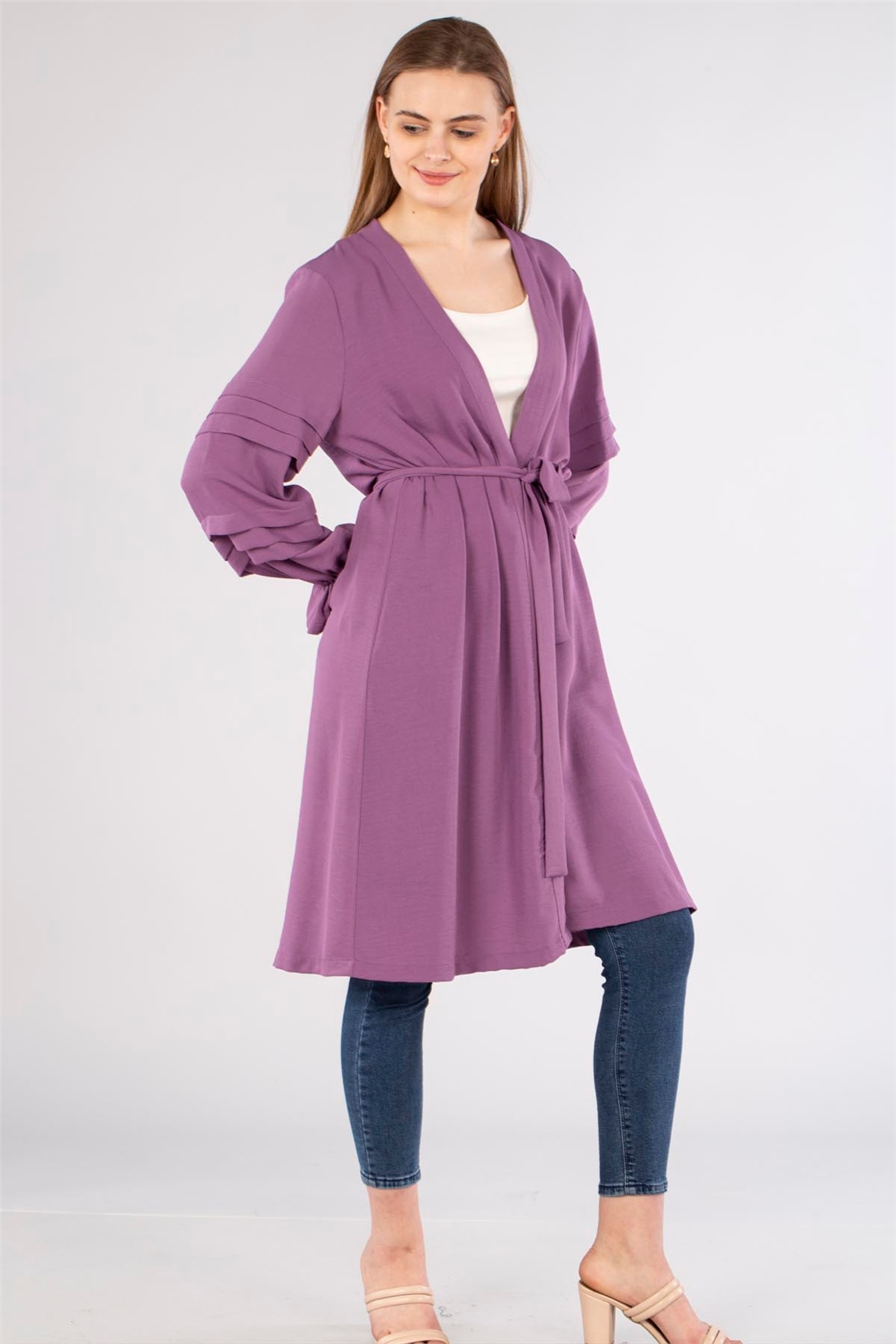 Kolları Detaylı Tunik Kap-Lila