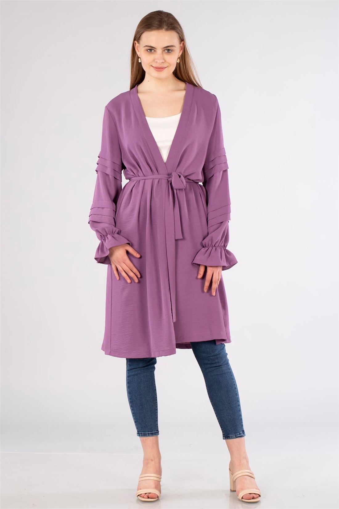 Kolları Detaylı Tunik Kap-Lila