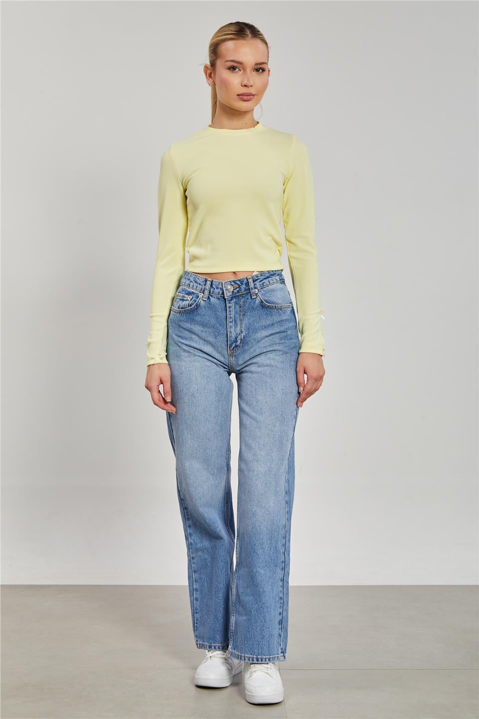 Kolları kurdeleli body-2110 Sarı