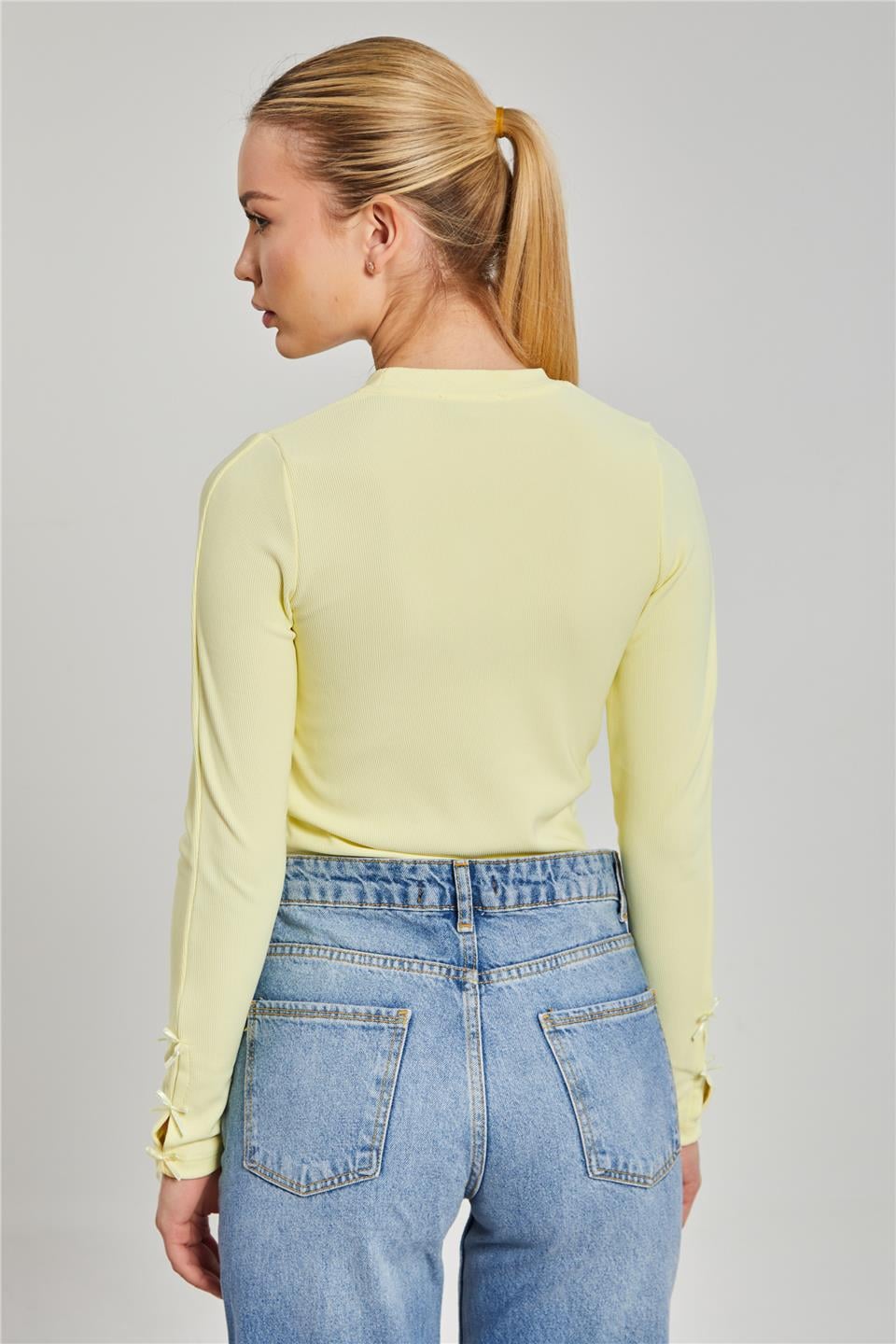 Kolları kurdeleli body-2110 Sarı