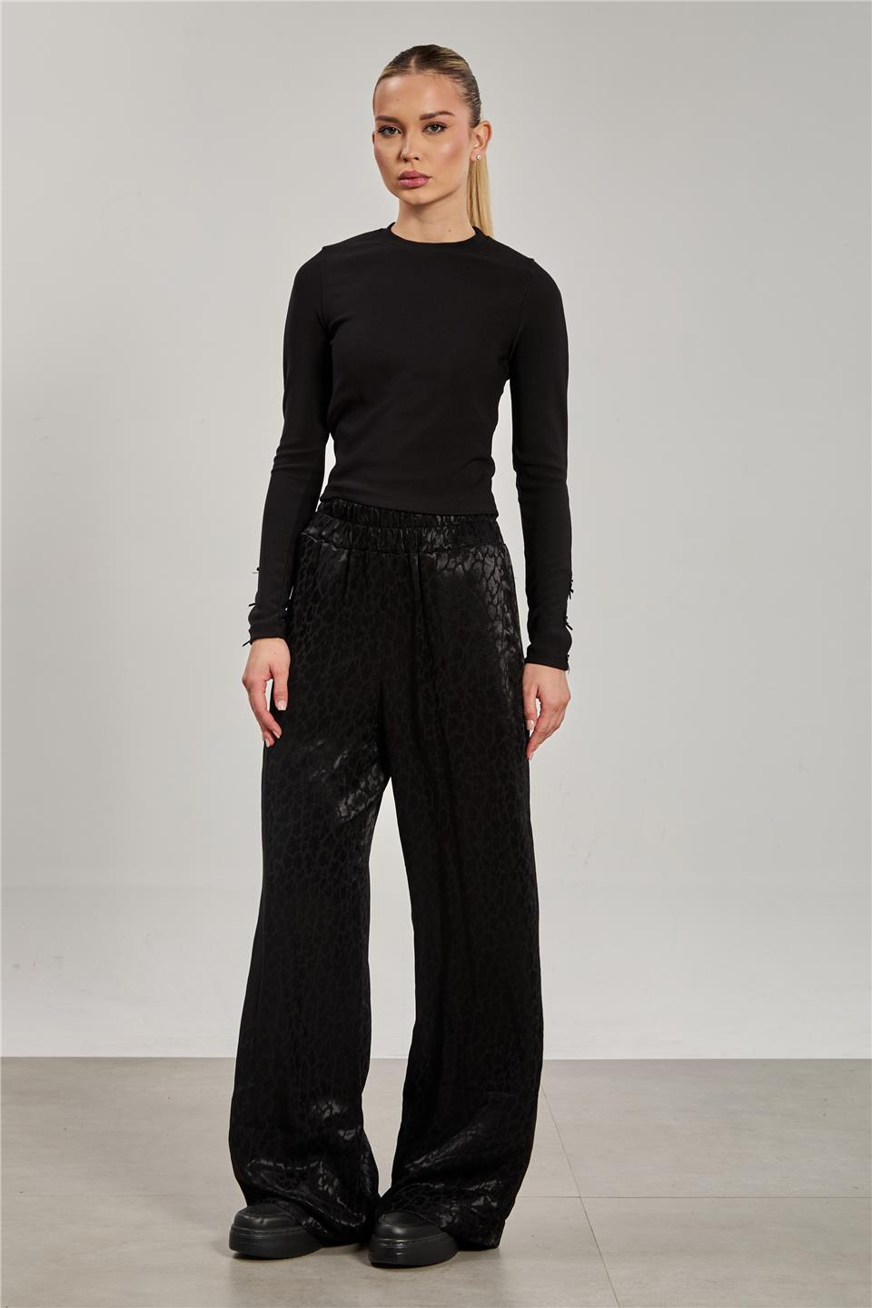 Kolları kurdeleli body-2110 Siyah