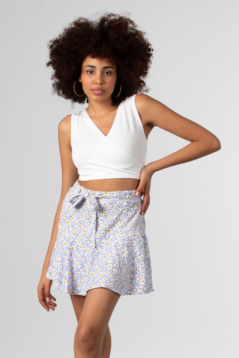 Kruvaze yaka crop body-81661 Beyaz