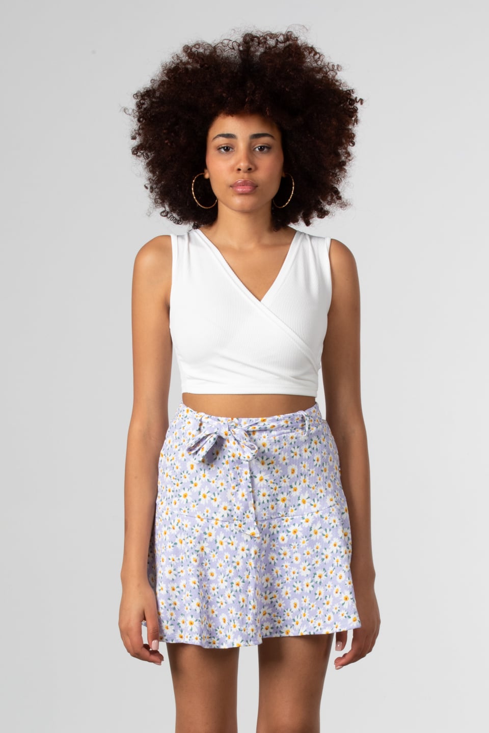 Kruvaze yaka crop body-81661 Beyaz