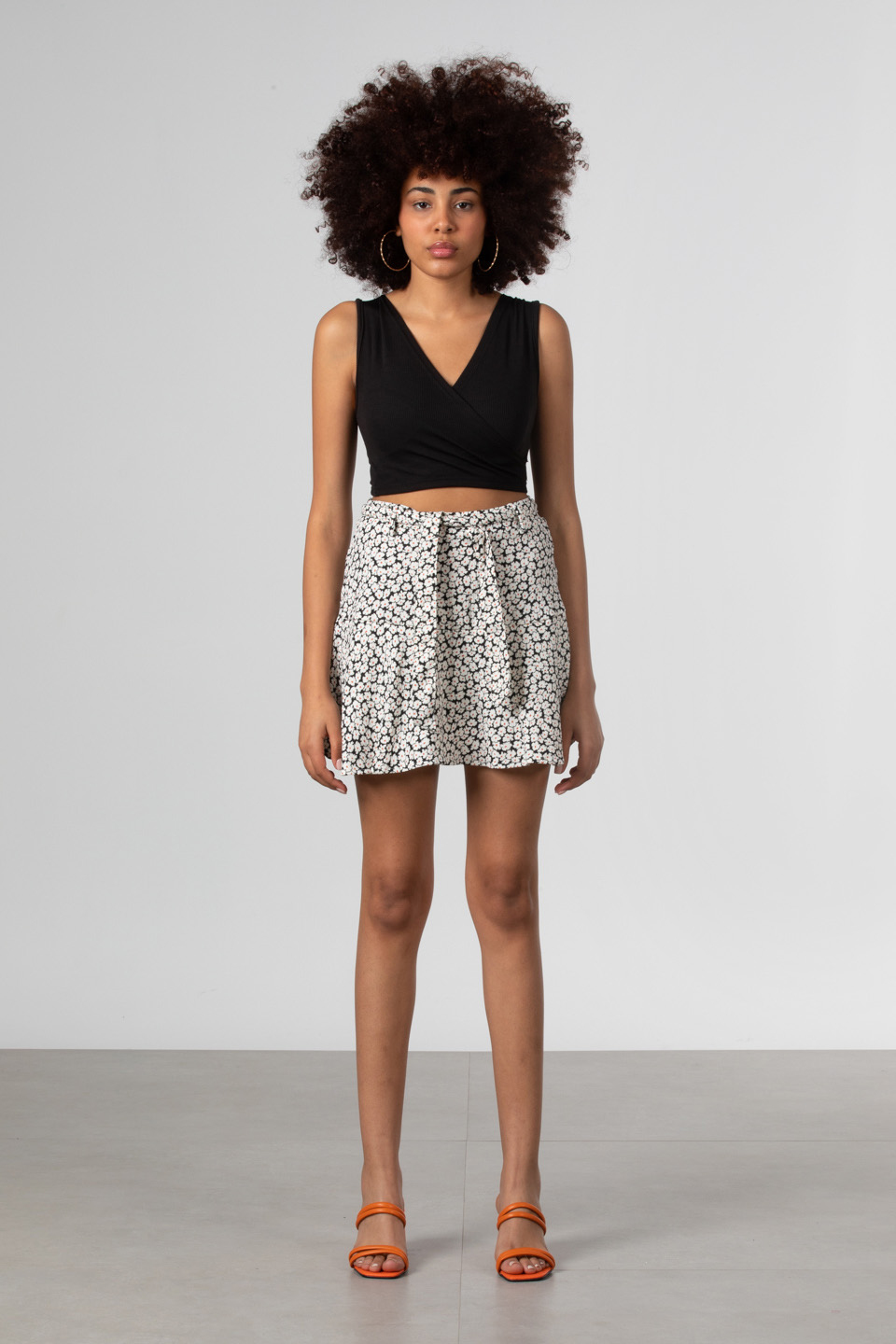 Kruvaze yaka crop body-81661 Siyah