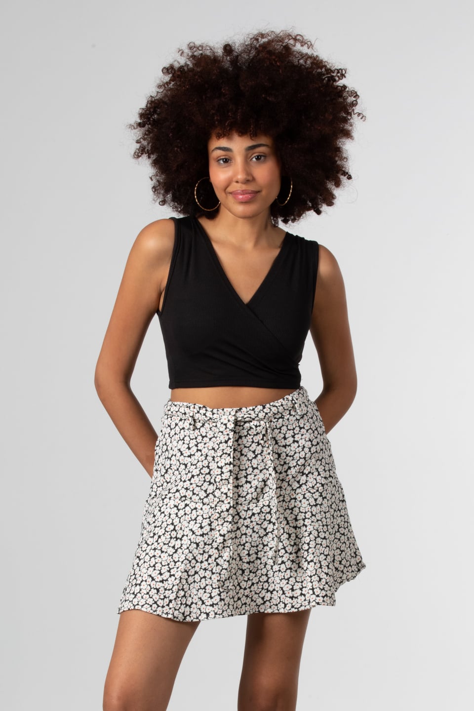 Kruvaze yaka crop body-81661 Siyah