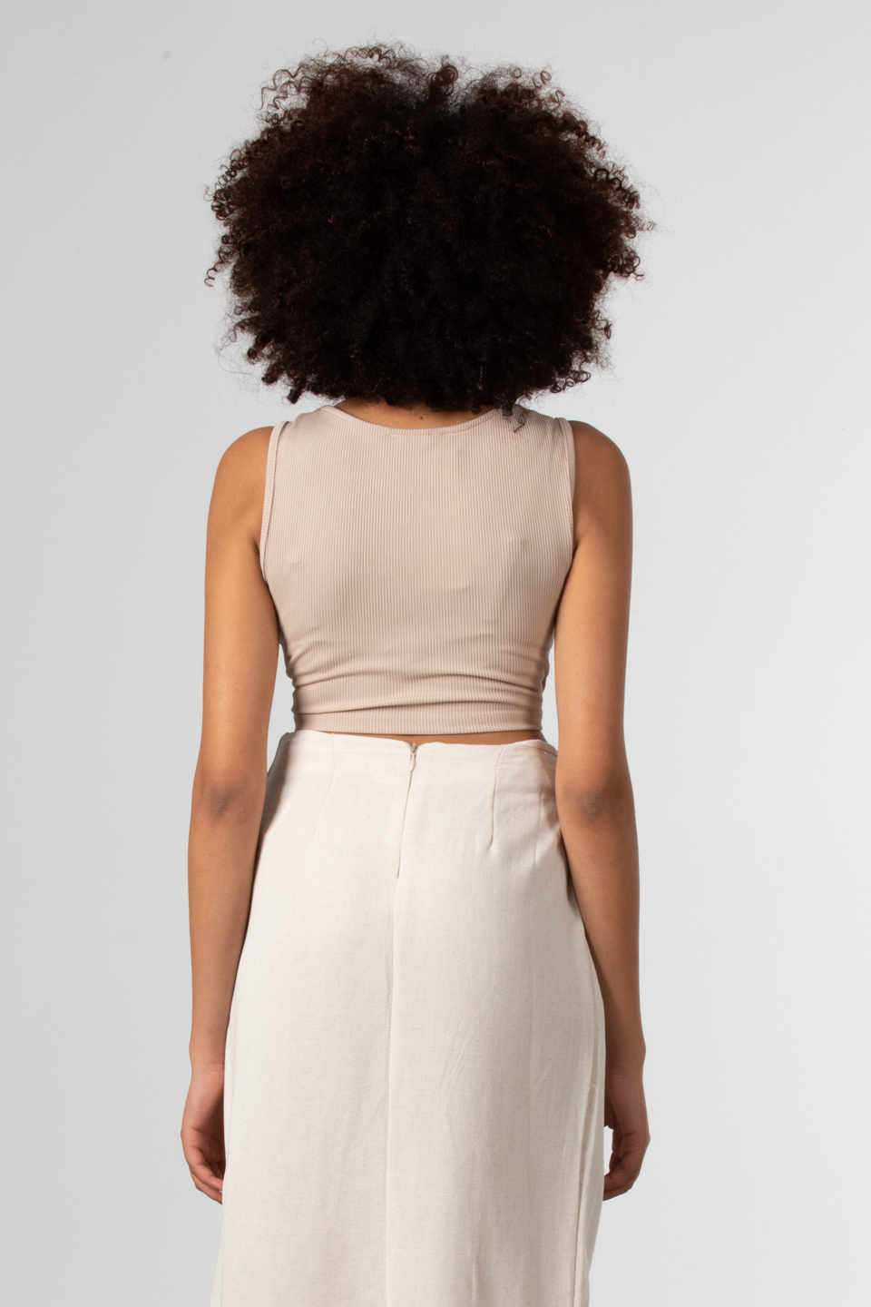 Kruvaze yaka crop body-81661 Taş