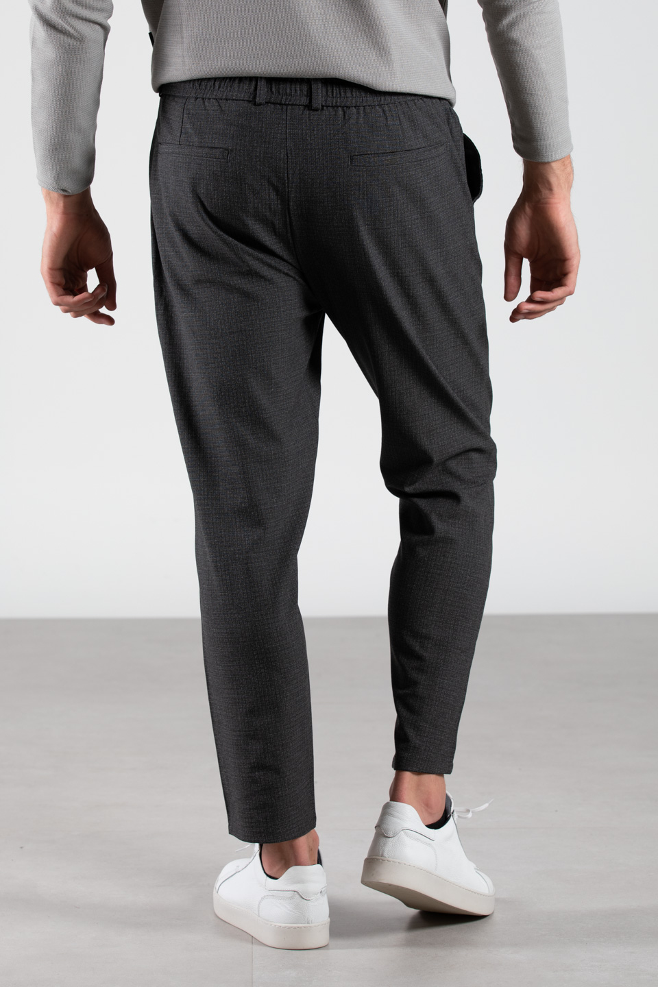 Küçük ekose bağcıklı pantolon-1010 Gri